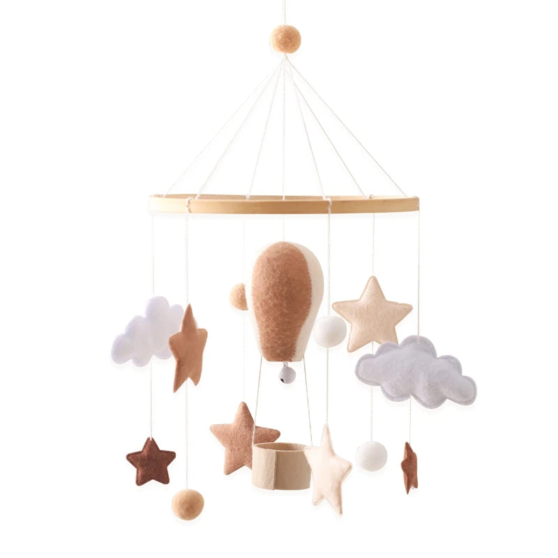 Colorful Wooden Hot Air Balloon Mobile Rattle | Baby Bed Bell Toy