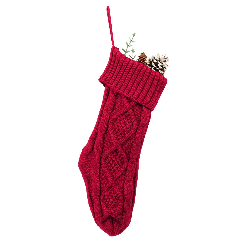 Cozy Knitted Christmas Stocking Gift Bag - Perfect Holiday Decor