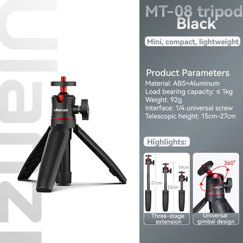 Ulanzi MT-08 Mini Tripod - Versatile Foldable Monopod for Cameras & Smartphones