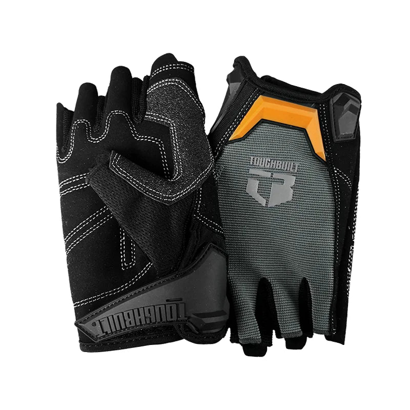TOUGHBUILT Microfiber Half Finger Work Gloves for Superior Grip & Comfort