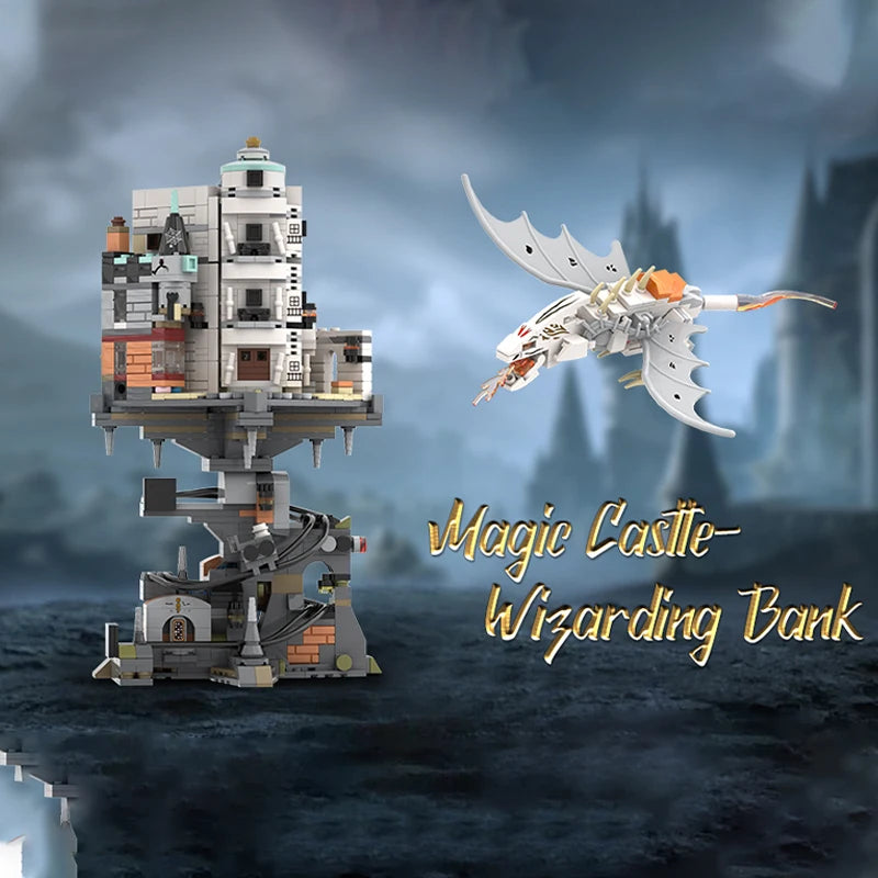 Enchanting Wizard Tower Dragon MOC Building Set - 1056 pcs