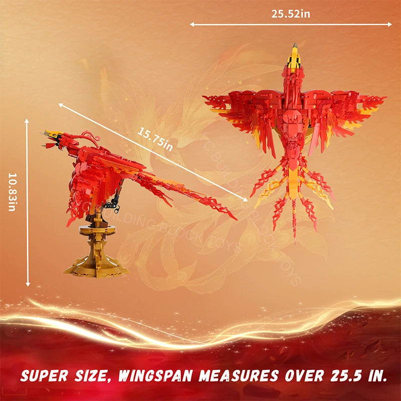 Fire Phoenix Kids Building Blocks - Mythical Bird Model Toy