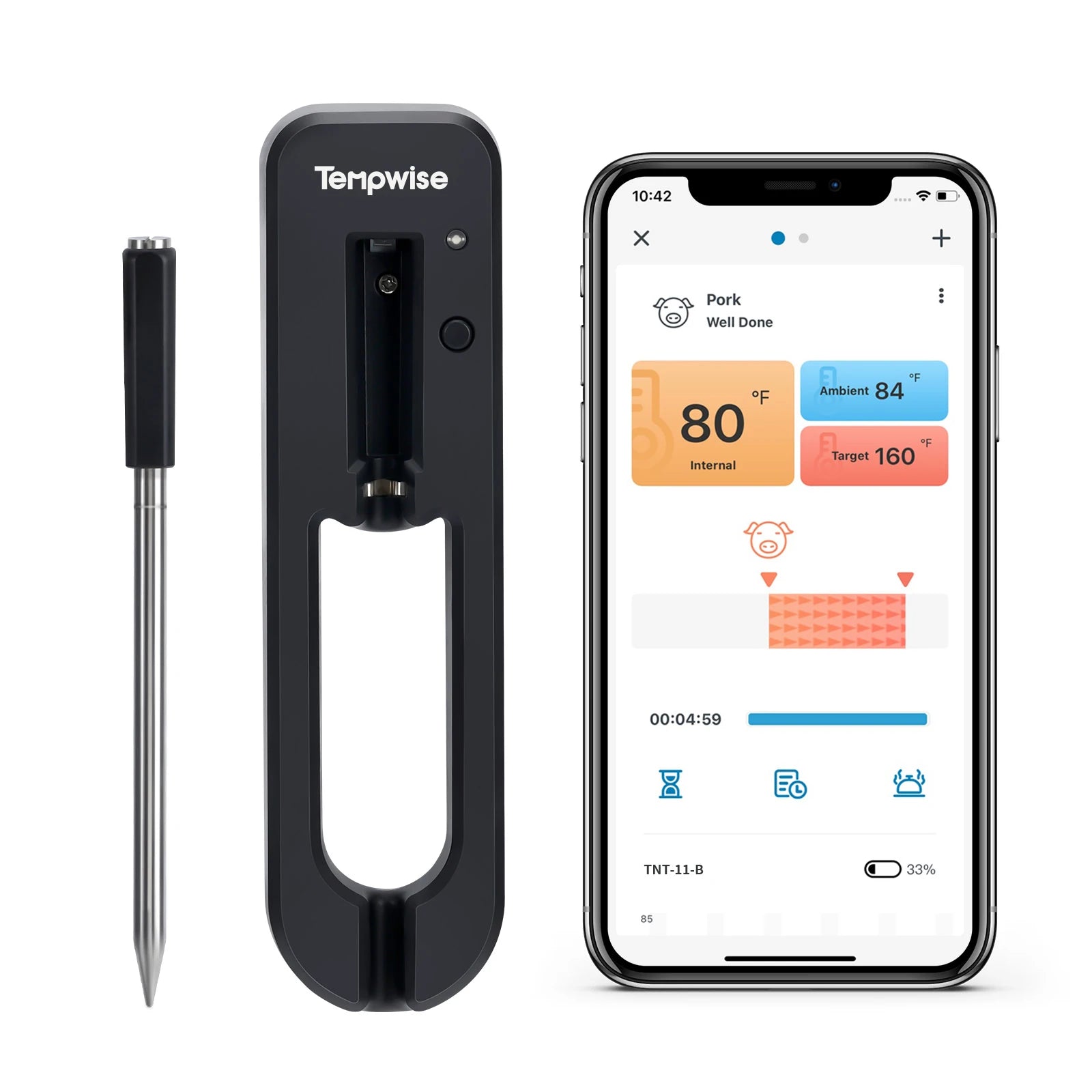Smart Wireless Meat Thermometer - Bluetooth Grill & Oven Sensor