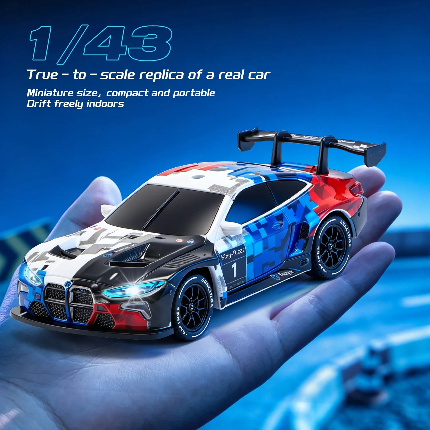 4DRC Mini RC Racing Car - 4WD Pocket Drift 1:43 High-Speed Toy