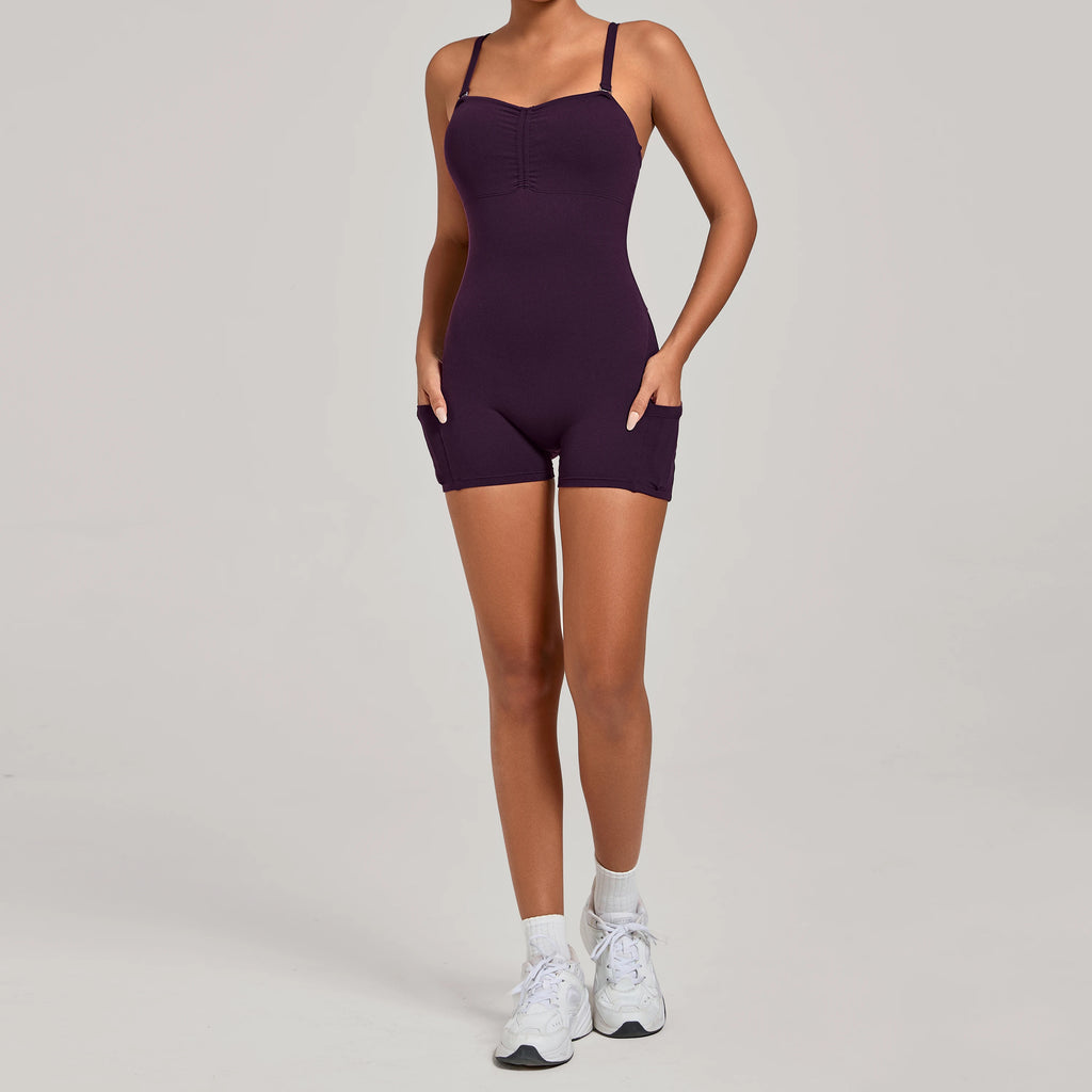 ZEEHOOH Women's Versatile Sleeveless Yoga Bodysuit with Pockets