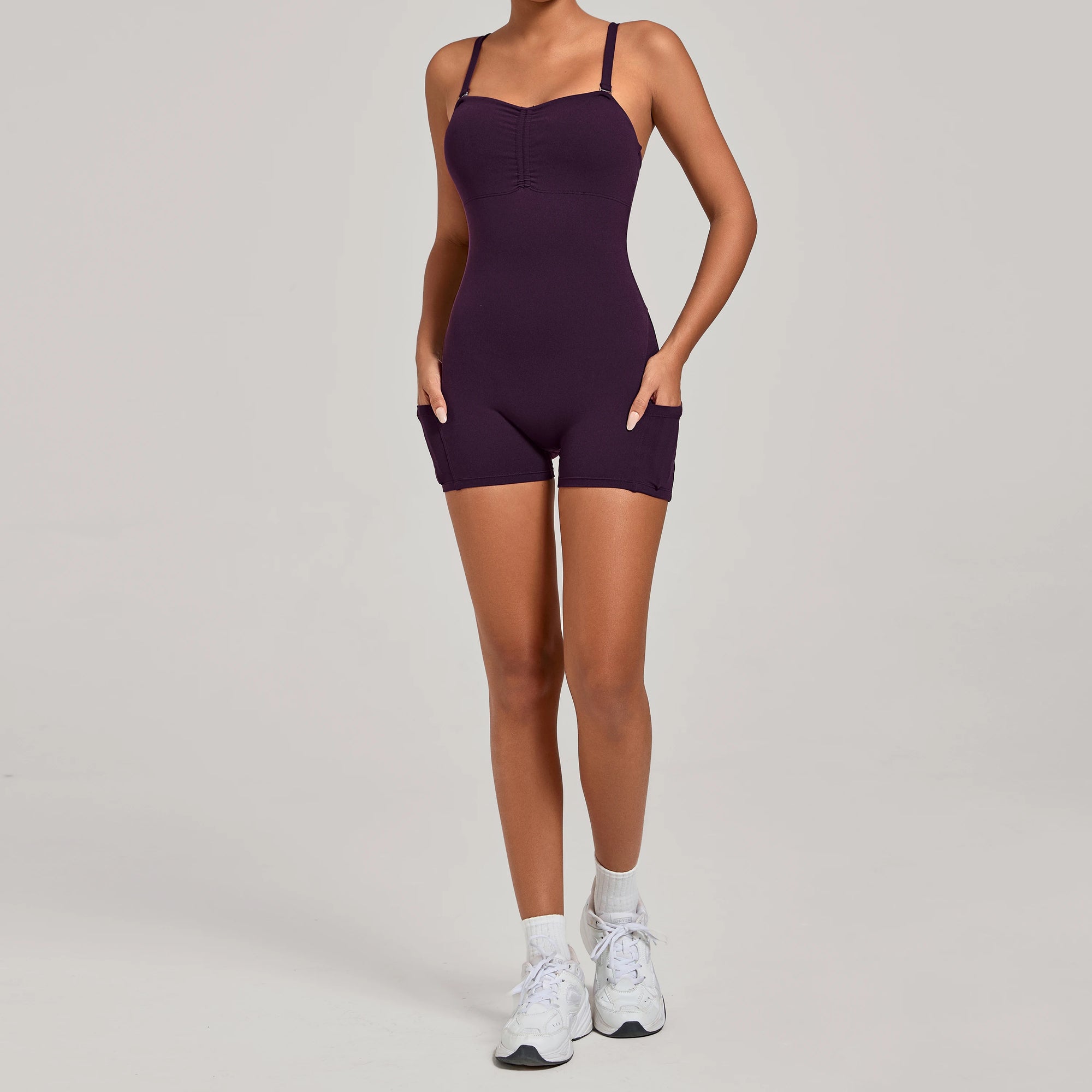 ZEEHOOH Women's Versatile Sleeveless Yoga Bodysuit with Pockets