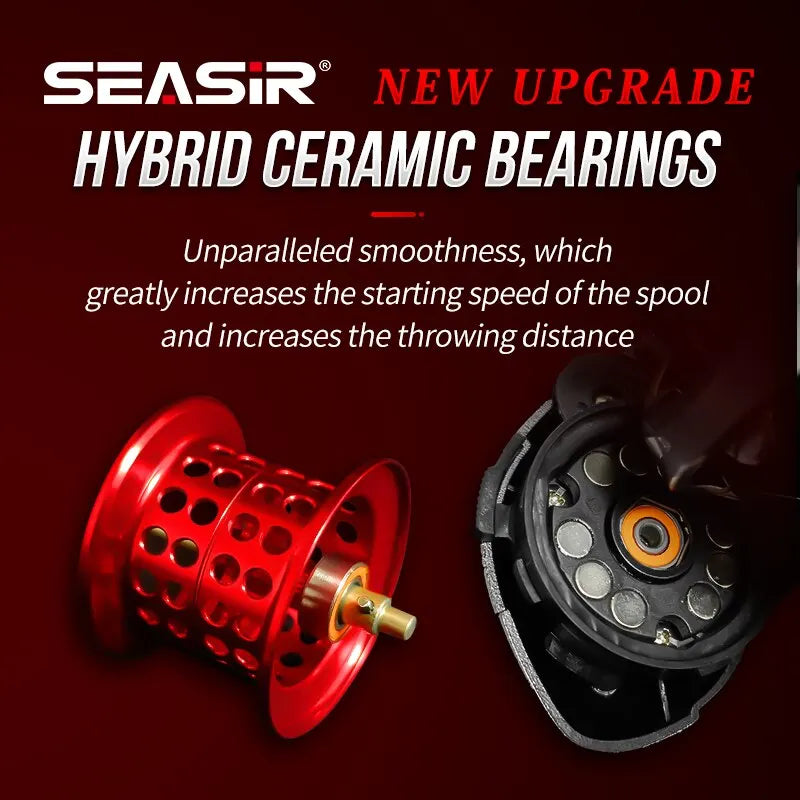SeaSir Ultralight Baitcasting Fishing Reel - Carbon, 11+1 Bearings, 7.3:1 Ratio