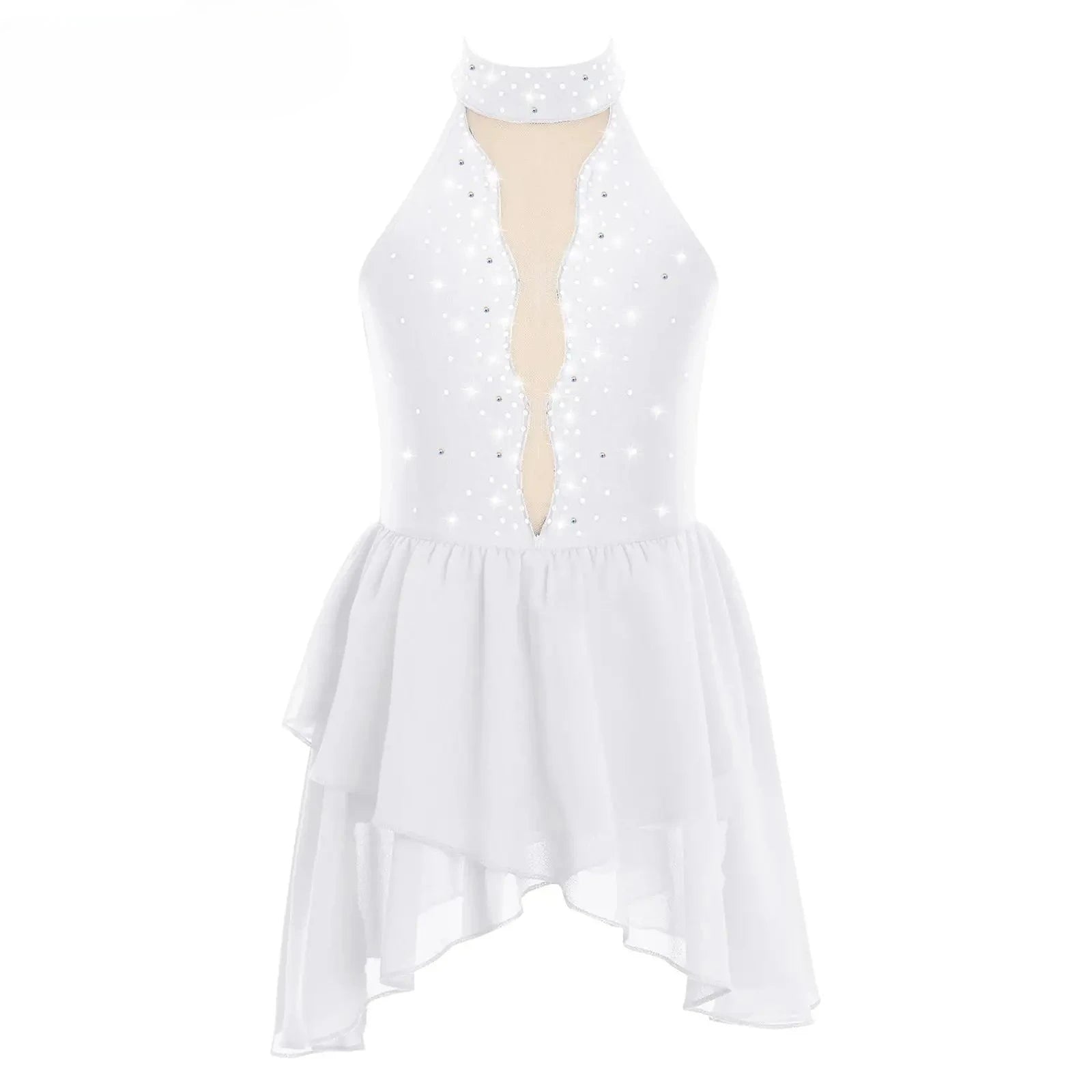 Rhinestone Dance Dress for Girls - Sleeveless Gymnastics Leotard