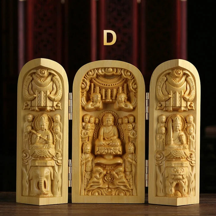 Boxwood Guanyin Buddha Statue - Elegant Wooden Art Decor