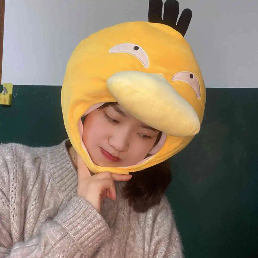 Adorable Plush Psyduck Hat | Soft Yellow Duck Headgear
