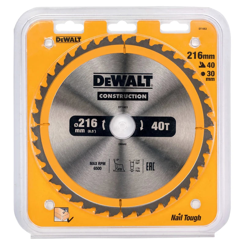 DEWALT Wood Saw Blades - 216/254/305MM, 40T/60T/80T, Carbide Precision