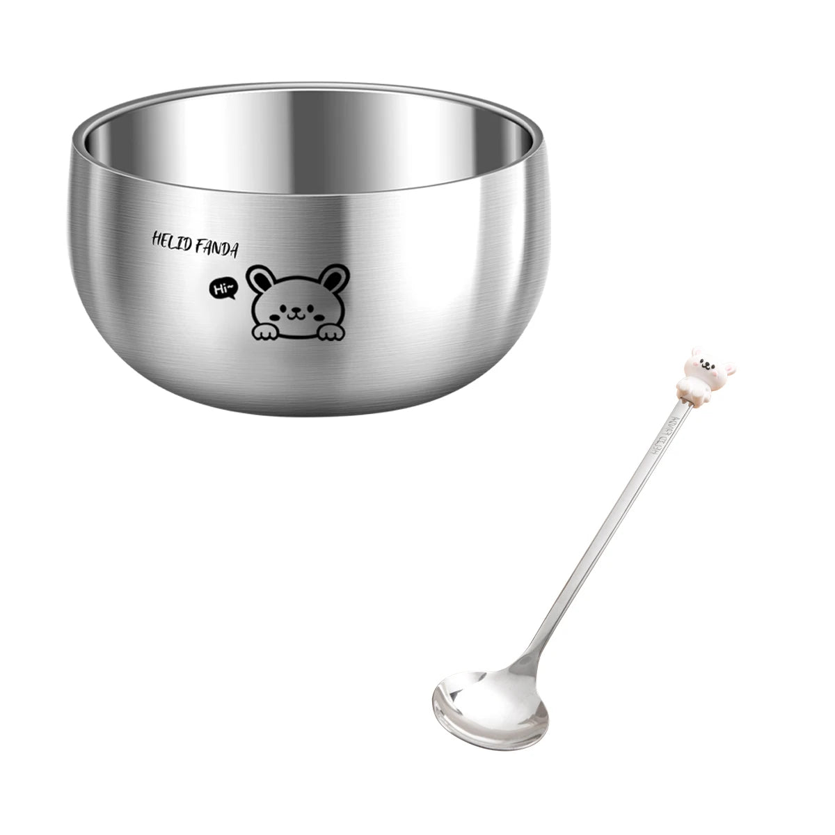 Cartoon Stainless Steel Ramen Bowl - Eco-Friendly & Safe