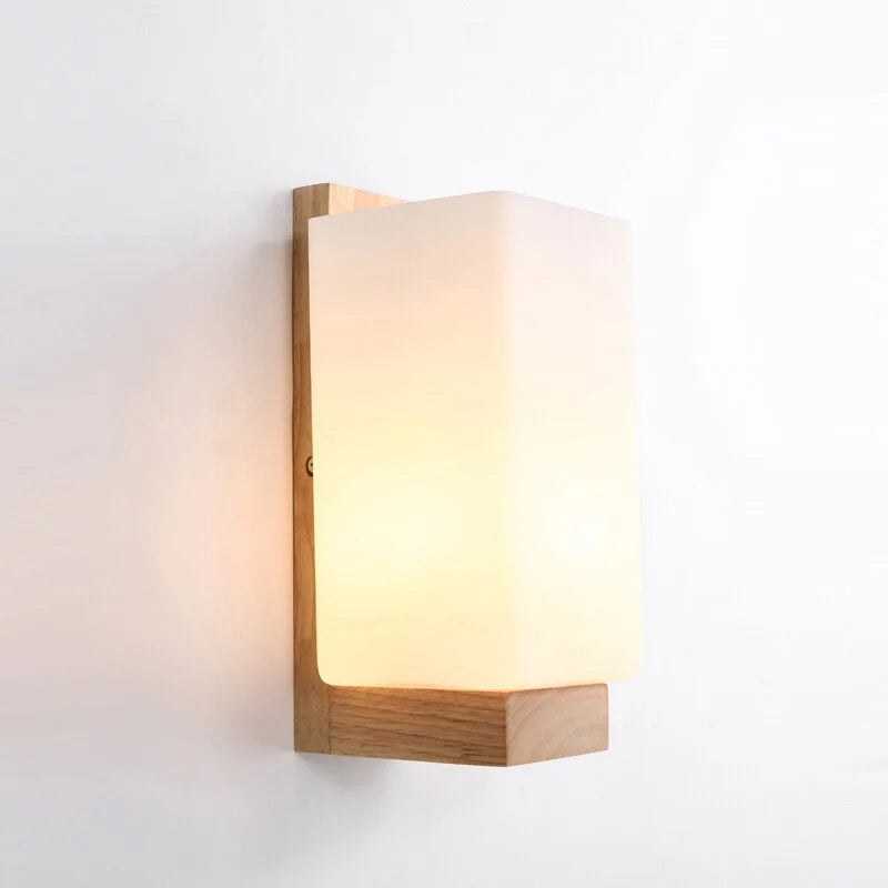 Elegant Nordic LED Wall Lamp with Solid Wood Base for Modern Interiors