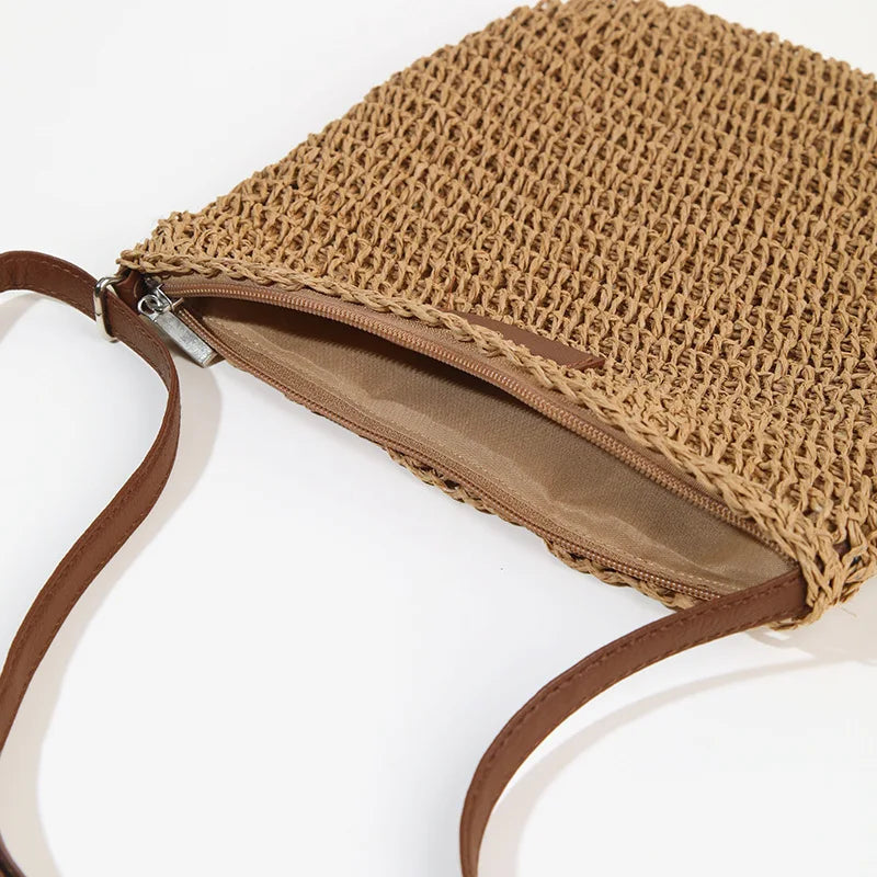 Stylish Straw Woven Crossbody Bag for Women - Beach Ready Design