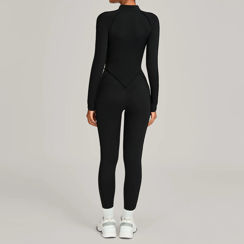 ZEEHOOH Women's High Elasticity Yoga Zipper Bodysuit