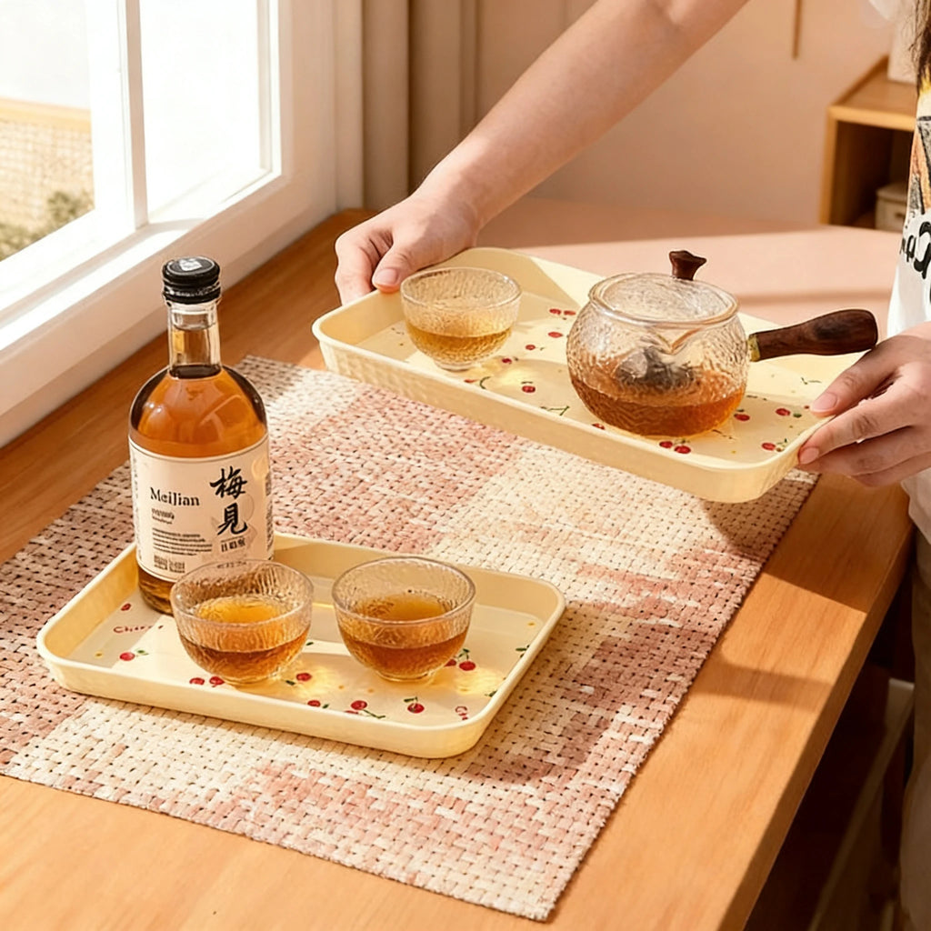 Cherry Pattern Decorative Serving Tray for Home & Kitchen