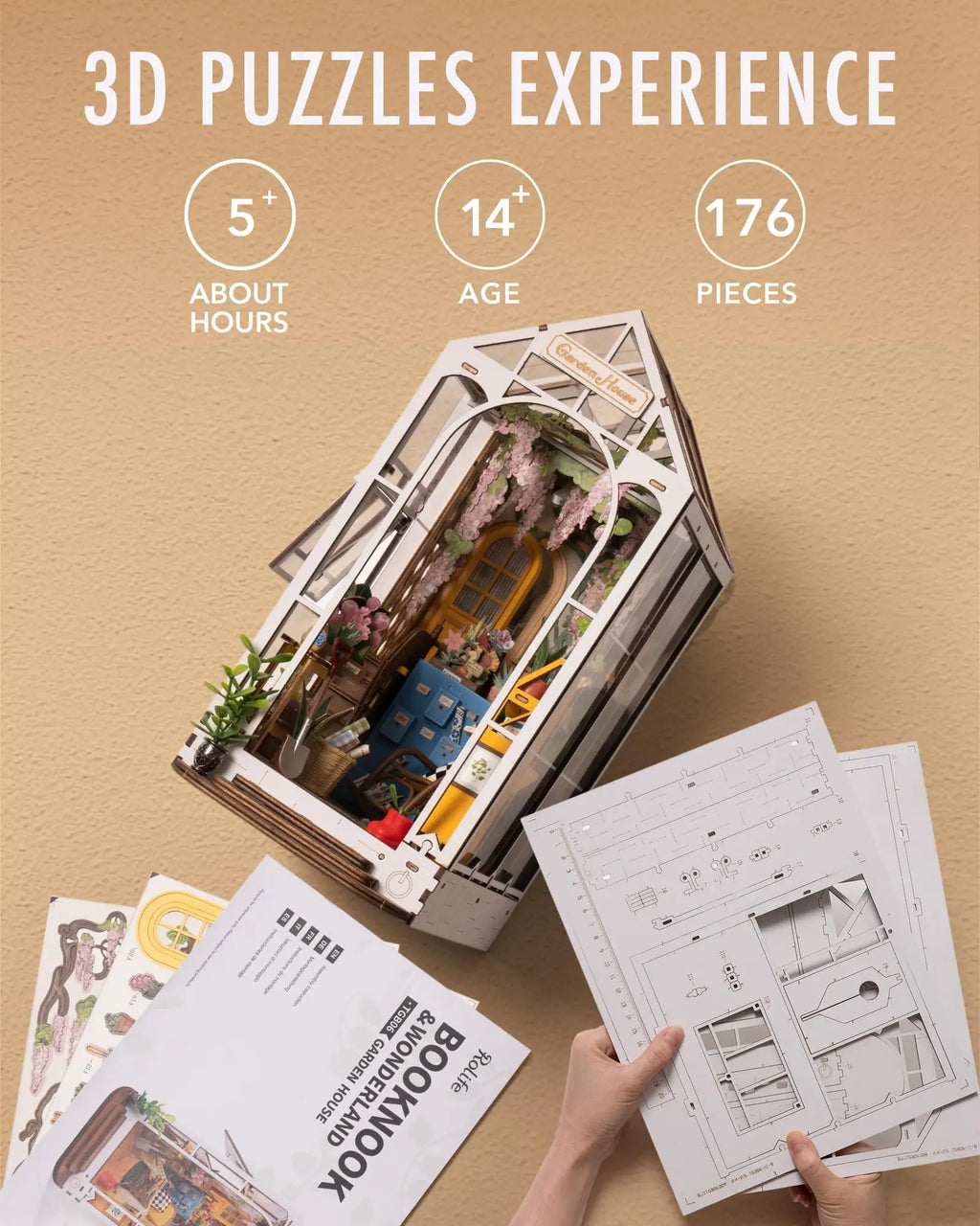 Robotime Garden House Book Nook DIY Kit - Perfect for Kids & Home Decor