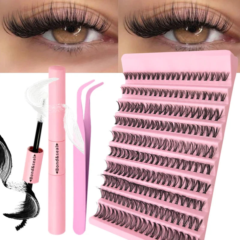 DIY Eyelash Extension Kit - Natural Long Individual Lashes Clusters