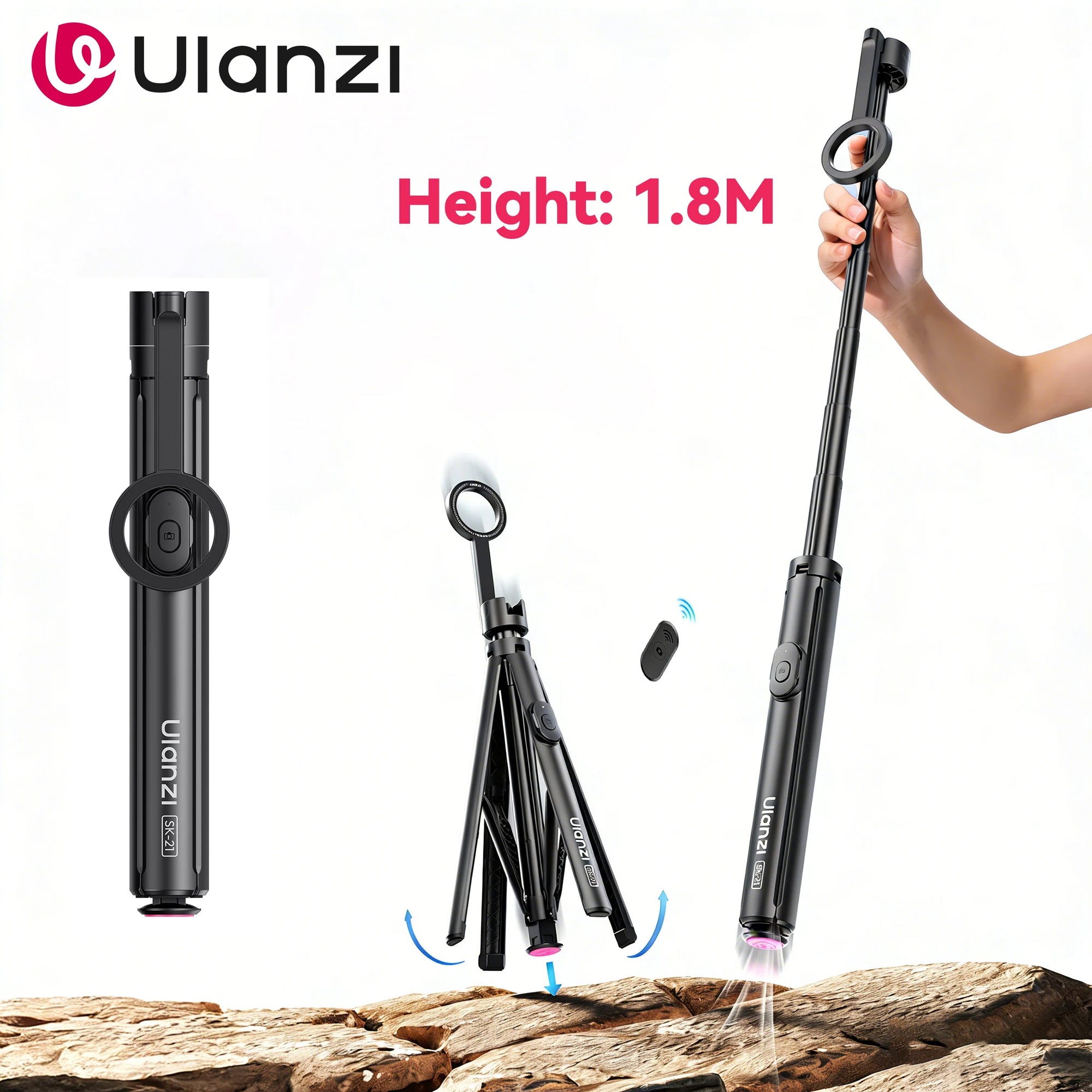 Ulanzi SK-21 Magnetic Tripod & Selfie Stick for Smartphones