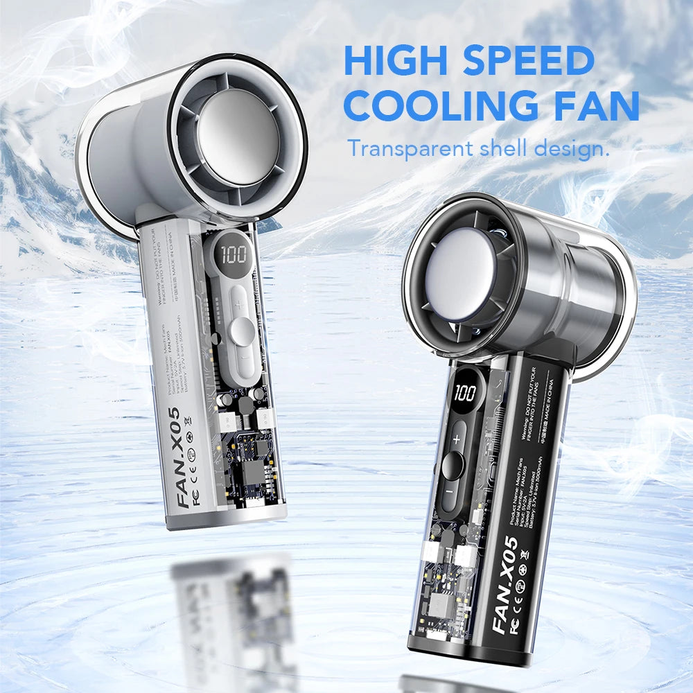 Powerful Portable Mini Fan with Digital Display - Ideal for Outdoors