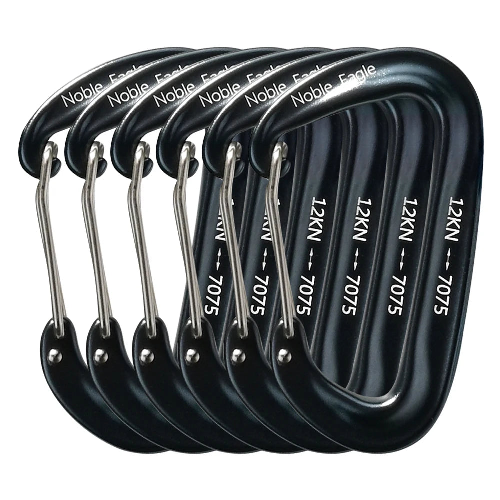 6Pcs Heavy Duty Aluminum Carabiner Set for Camping & Climbing