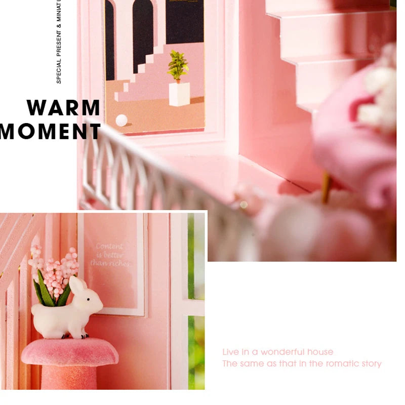 3D Wooden Mini Dollhouse Kit - DIY Duplex Apartment with Furniture