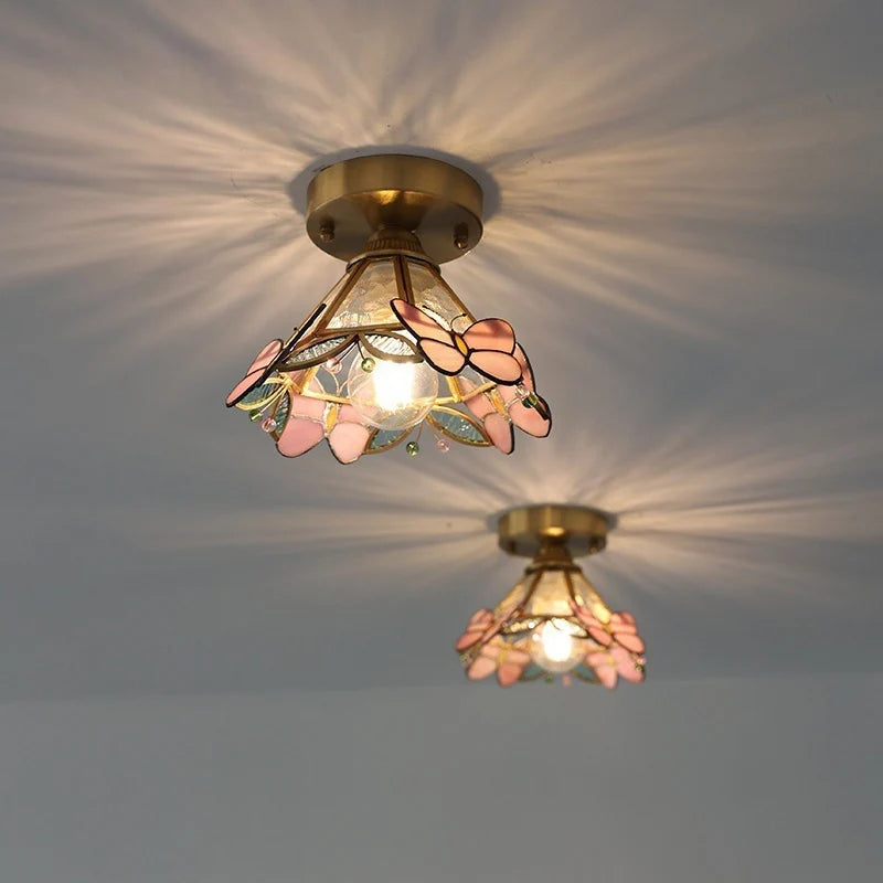 Butterfly Glass Copper LED Pendant Lamp for Modern Indoor Decor