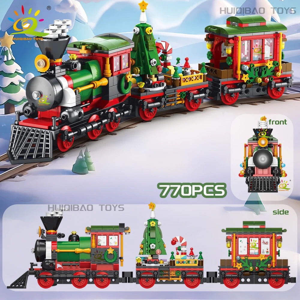 HUIQIBAO Christmas Train Countdown Building Block Set for Kids & Adults