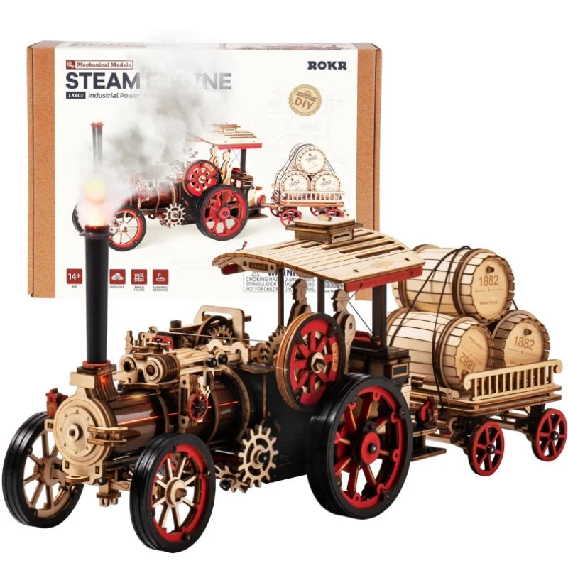 Robotime Wooden Steam Locomotive Model Kit - 3D Puzzle for All Ages