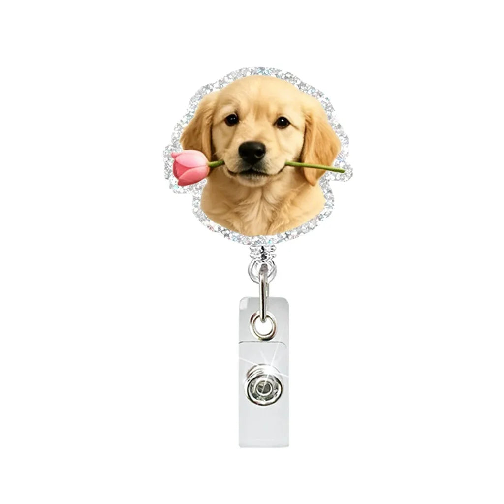 Funny Dog Pattern Retractable Badge Reel Clip for ID Cards