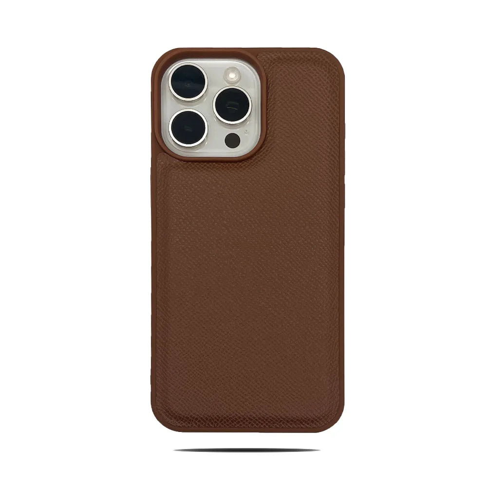 Elegant Forest Green Epsom Leather Phone Case for iPhone 17/16/15/14/13 Pro Max