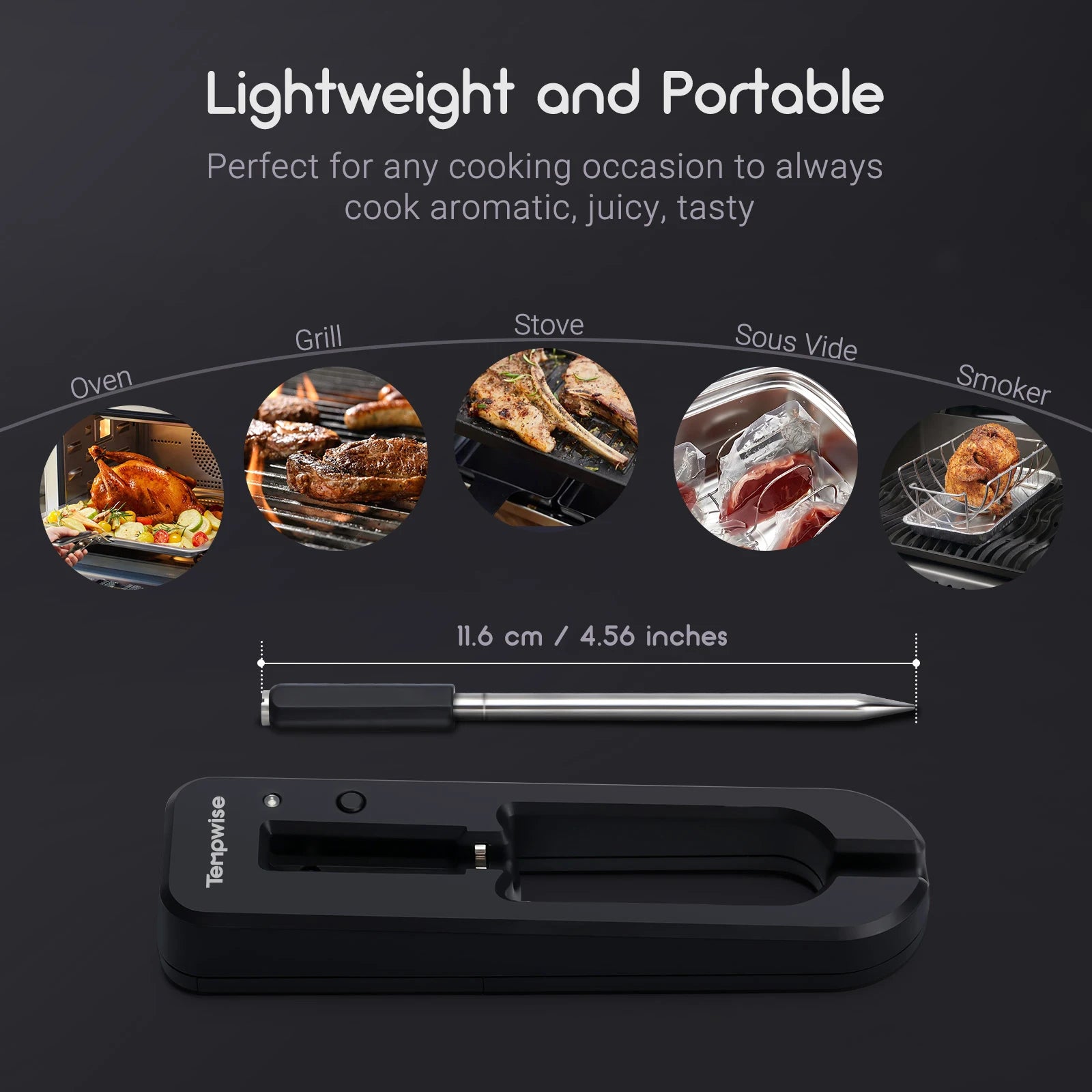 Smart Wireless Meat Thermometer - Bluetooth Grill & Oven Sensor
