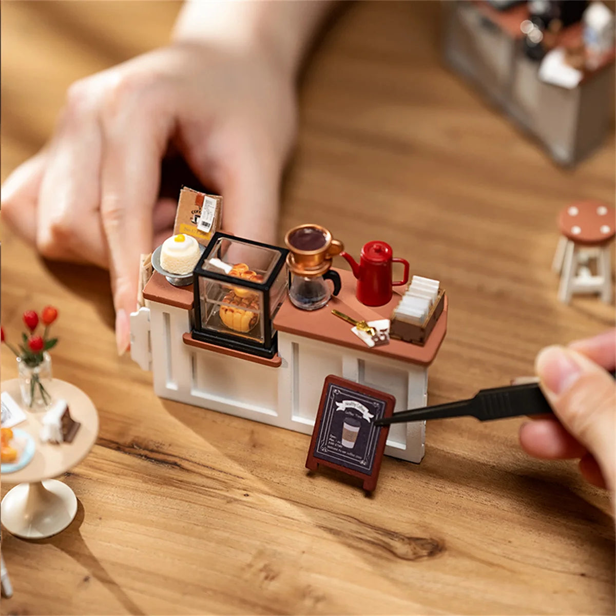 Robotime 3D Puzzle Miniature Dollhouse Kit - Cafe DIY Craft Gift