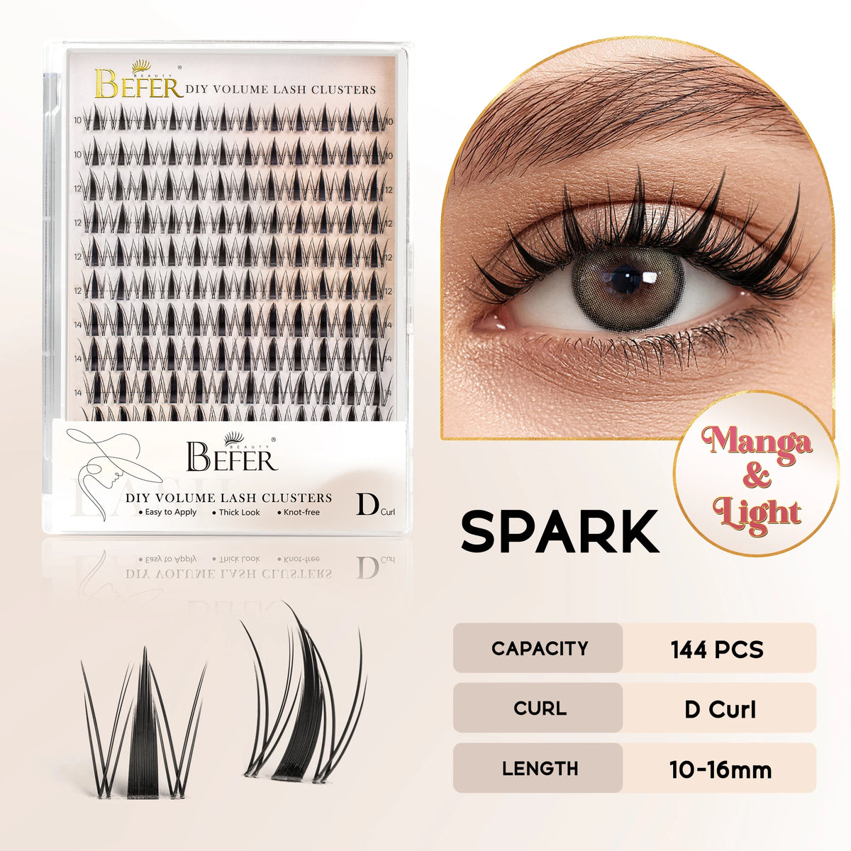 BEFER DIY Cluster Lashes - Natural Volume False Eyelash Extensions