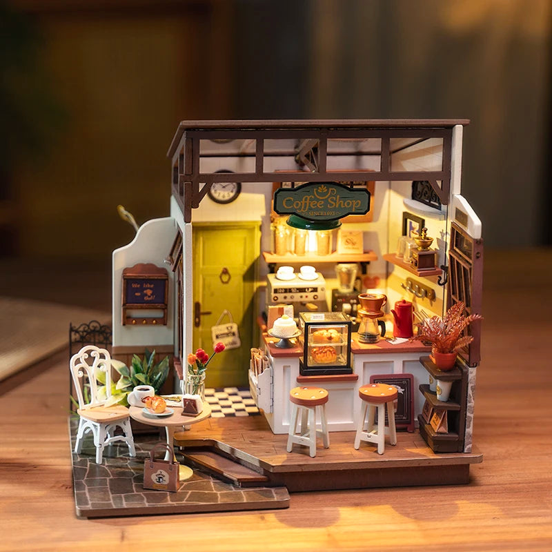 Robotime Rolife No.17 Café Miniature House - DIY Wooden Dollhouse Kit