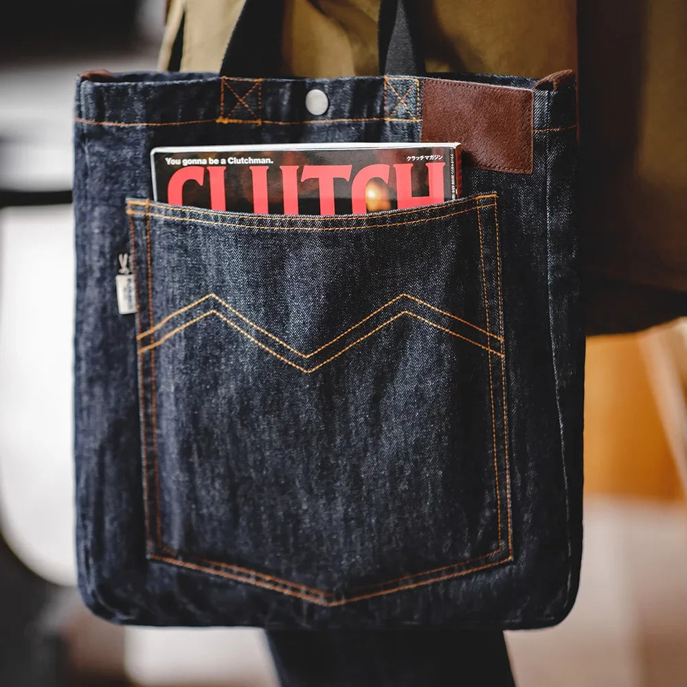 Maden Retro Denim Tote Bag: Stylish Crossbody Versatility