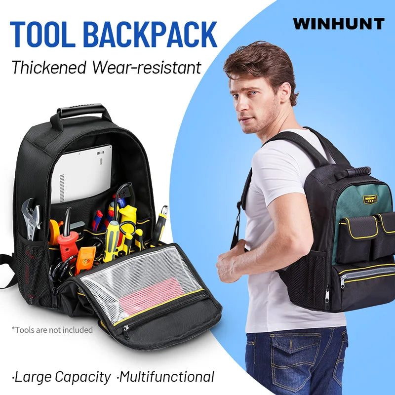 WINHUNT Heavy-Duty Tool Bag Backpack with Padded Straps