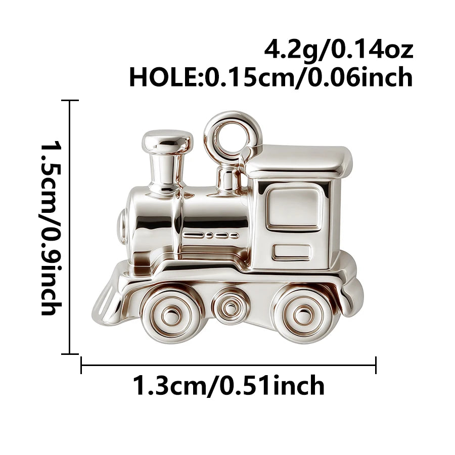 4pcs Funny Transportation Charms - Stainless Steel Pendants for DIY