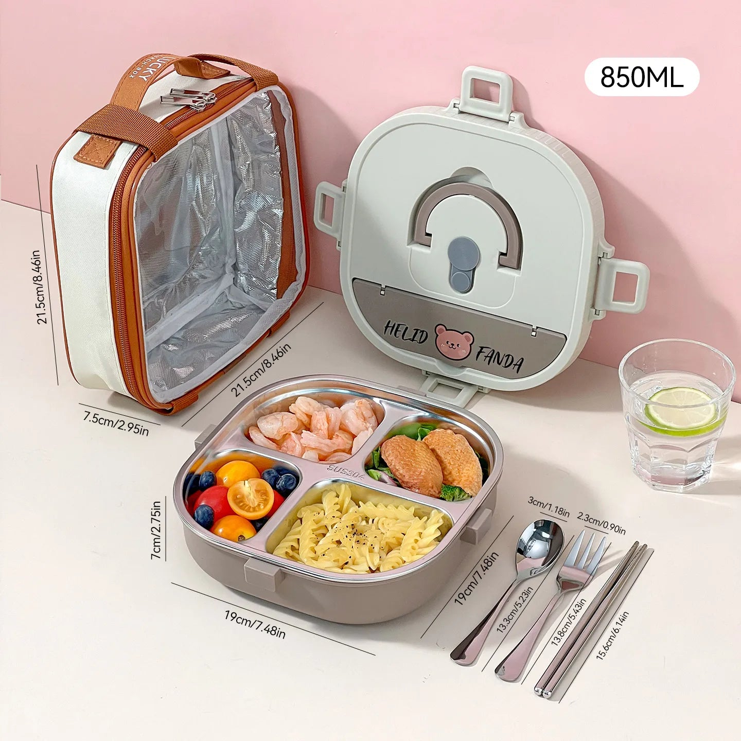 WORTHBUY Microwave Safe 3/4 Compartment Bento Lunch Box