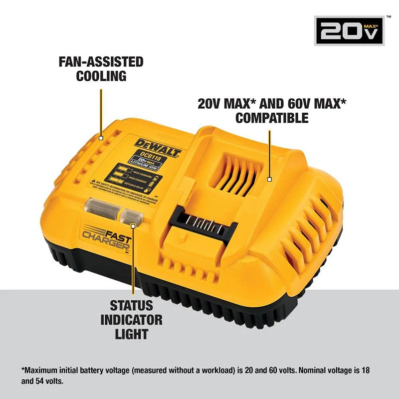 DEWALT 18V/20V Universal Lithium Battery Charger with Fan Cooling