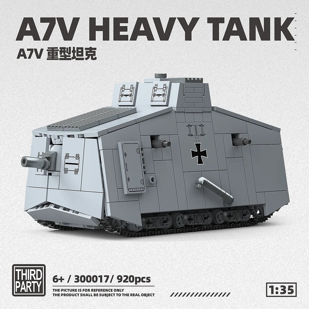 MOULD KING A7V Heavy Tank Building Blocks - 920pcs Military Model