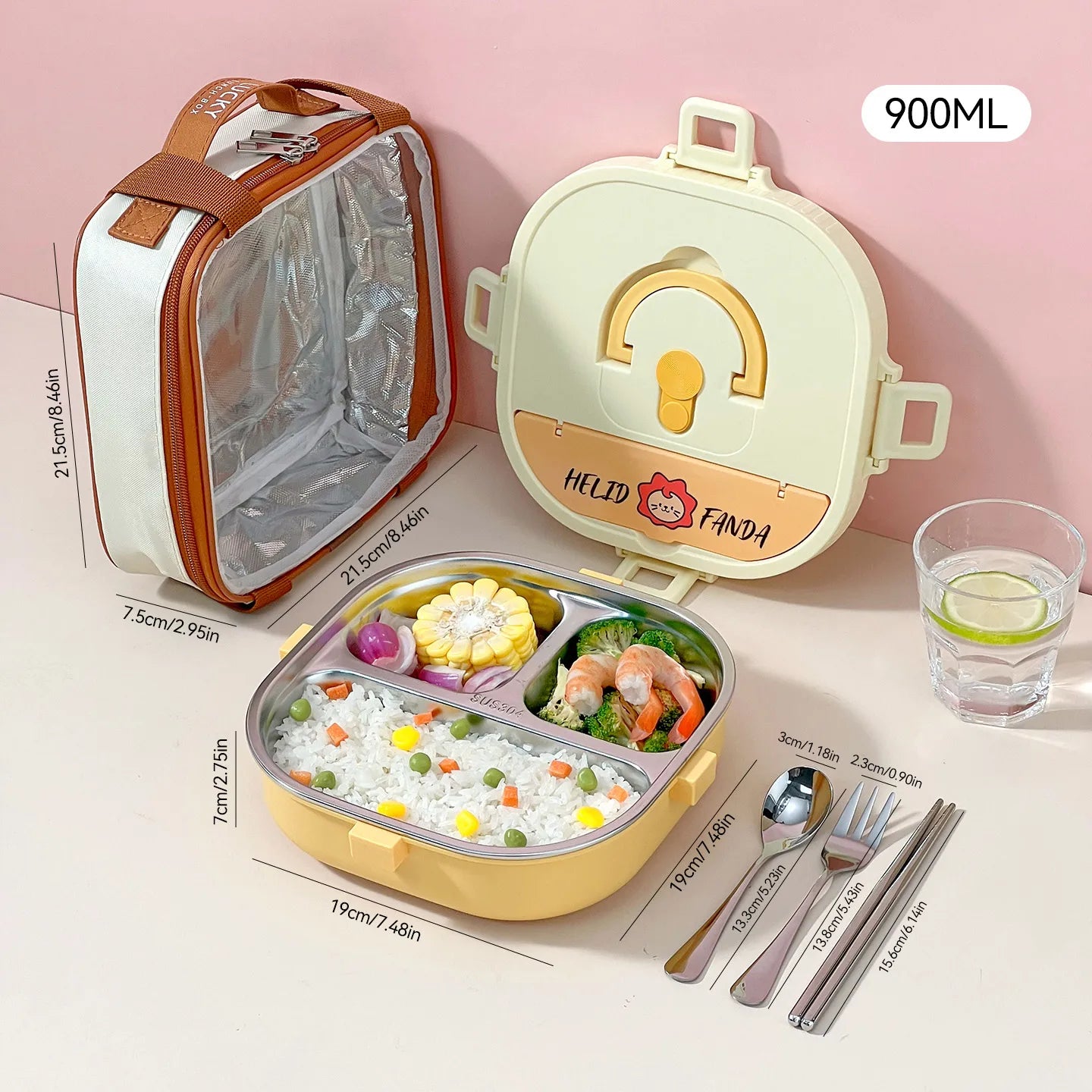 WORTHBUY Microwave Safe 3/4 Compartment Bento Lunch Box