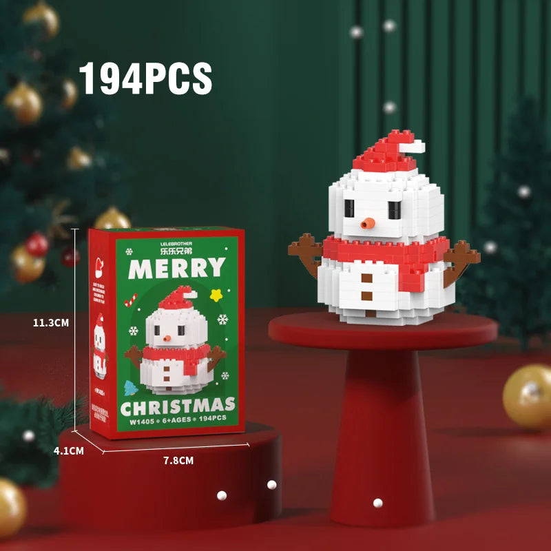 Festive Micro Building Block Set: Santa, Snowman & Christmas Tree