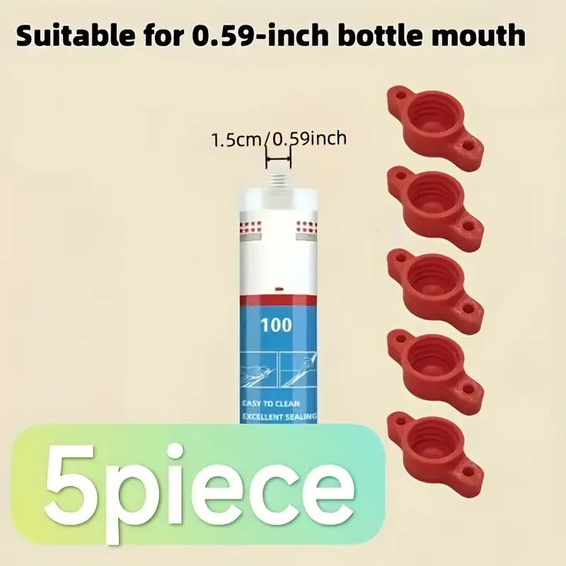 5-Pack Leak-Proof Reusable Plastic Caps for Silicone & Glue Tubes