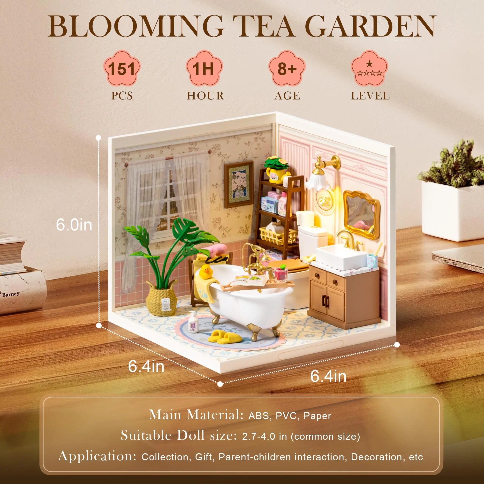 Robotime DIY Miniature Spa Bathroom Kit - Creative 3D Model Build