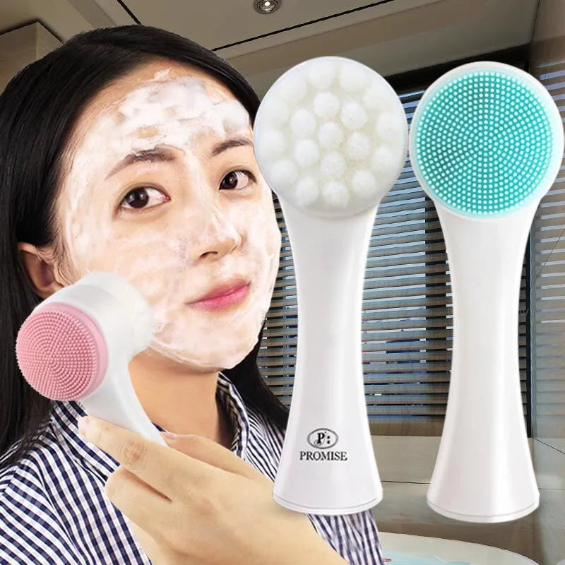 Silicone Double-Sided Facial Cleanser Brush for Blackhead Removal