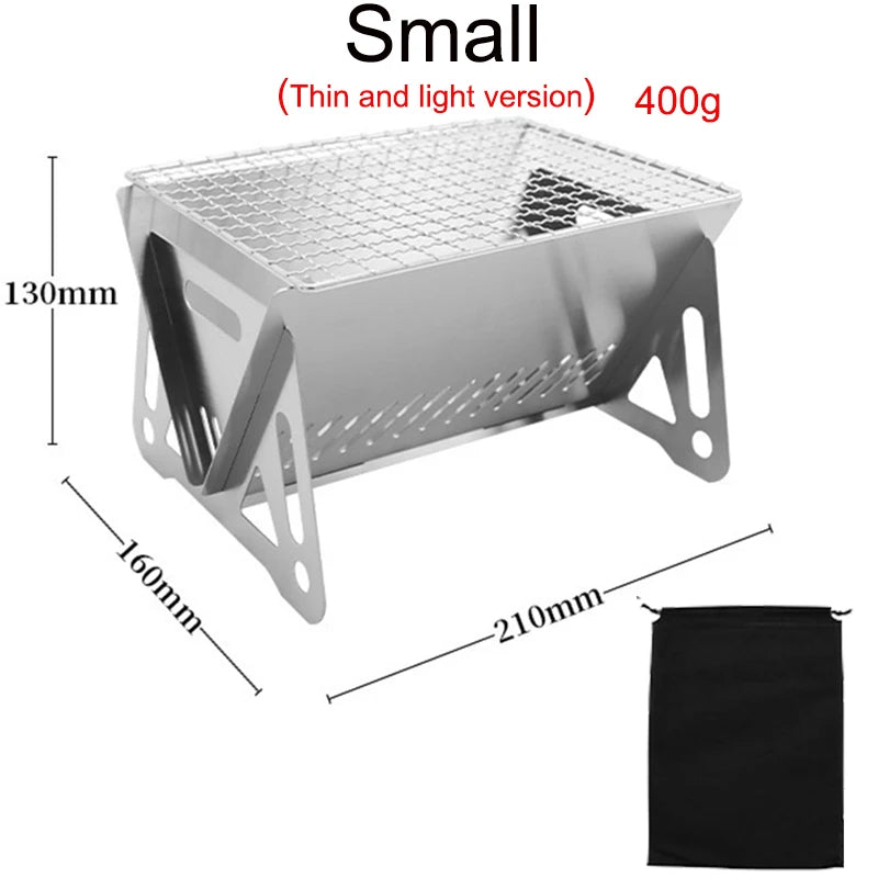 Portable Stainless Steel Folding BBQ Grill for Outdoor Cooking