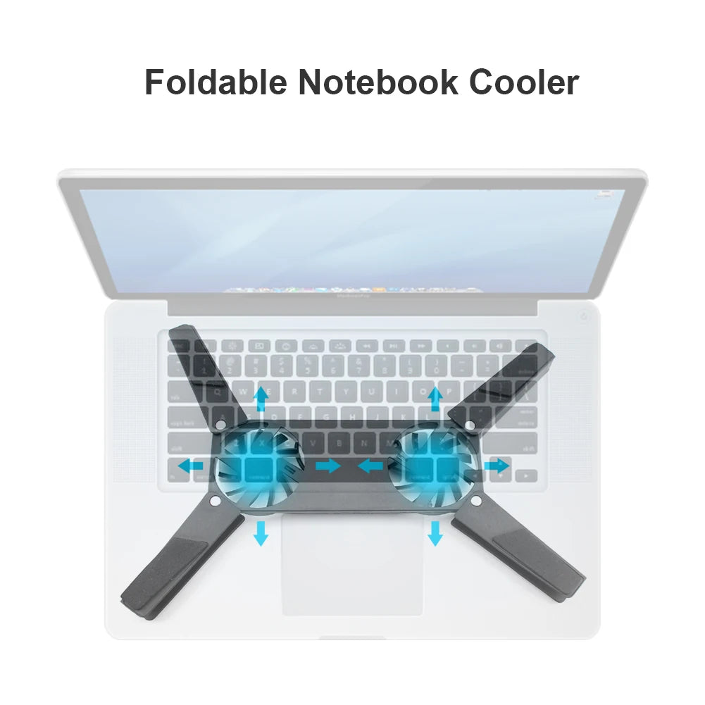 USB-Powered Laptop Cooling Pad with Dual Fans - Portable & Foldable