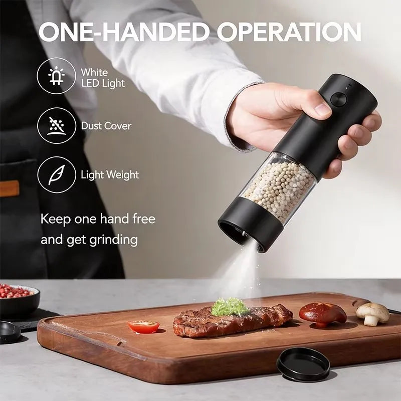 Mini USB Rechargeable Automatic Pepper Grinder - Adjustable Coarseness