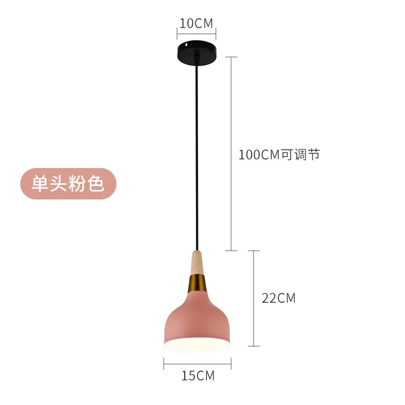 Nordic Chandelier Pendant Light with Wooden Handle - Modern Design